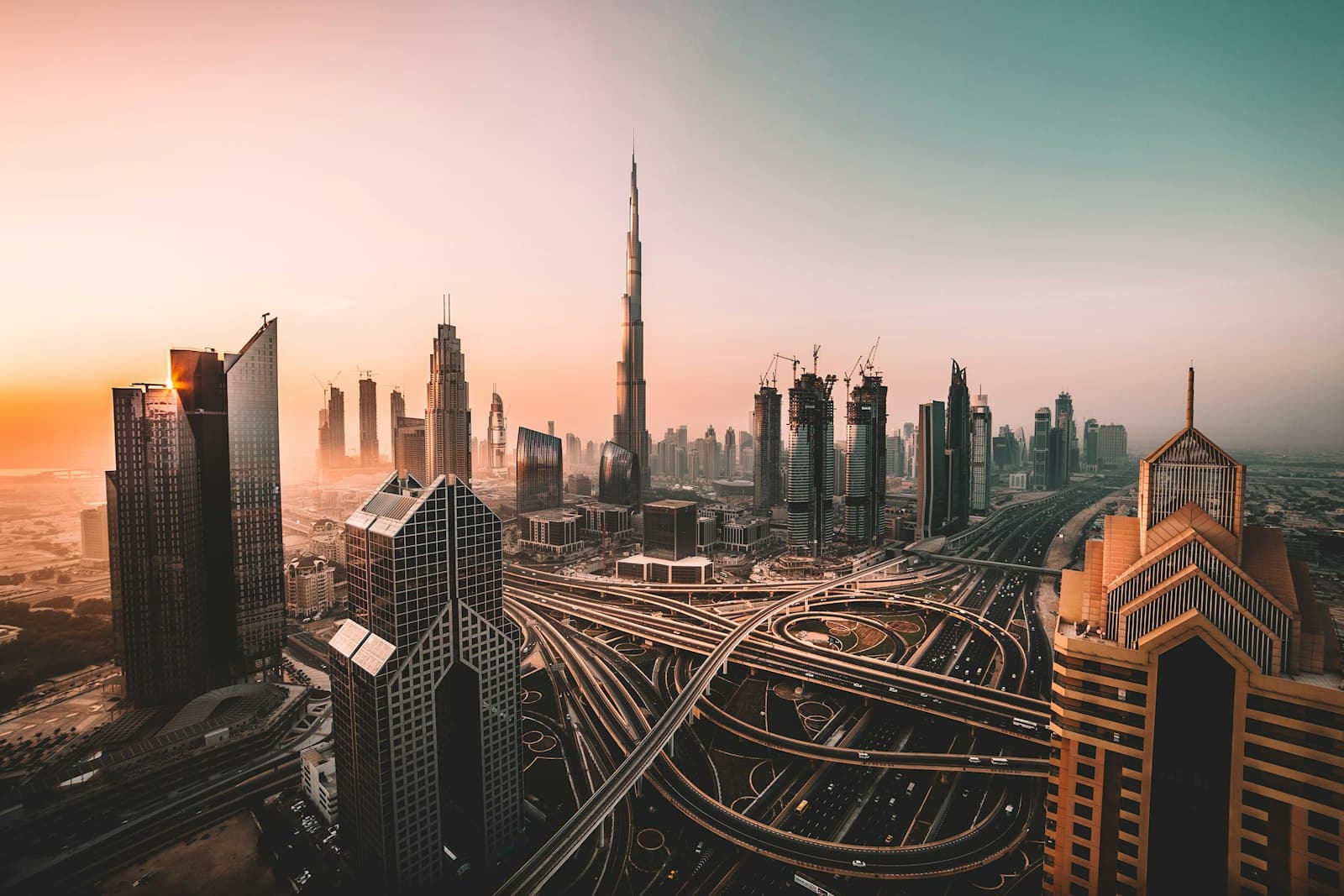 Dubai skyline at sunrise